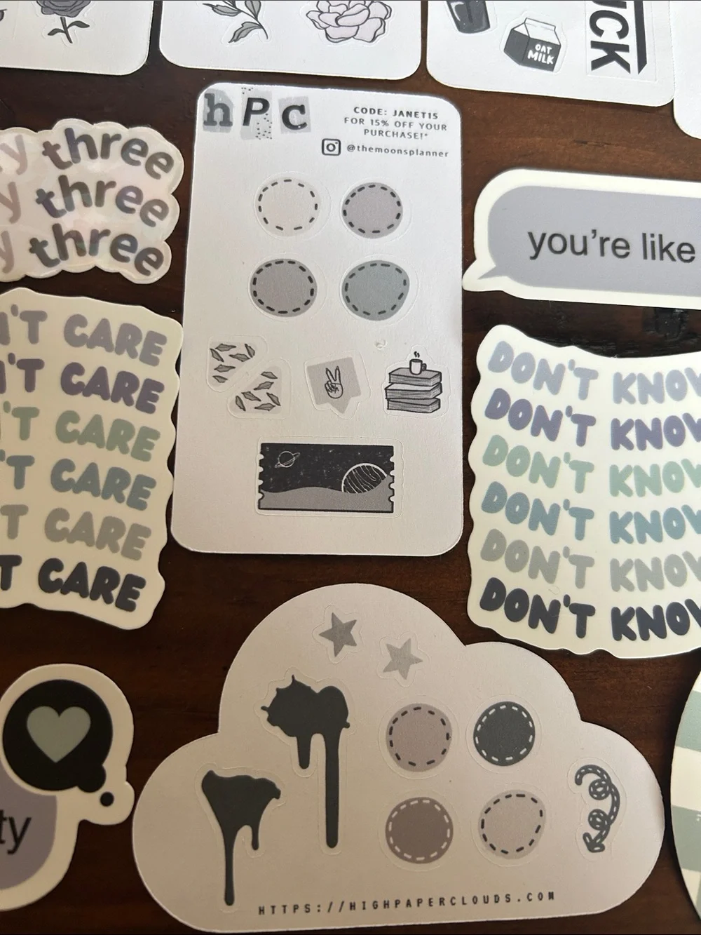 Highpaperclouds bundle  of stickers ,White, Green ,Gray Planner Sticker Sheet